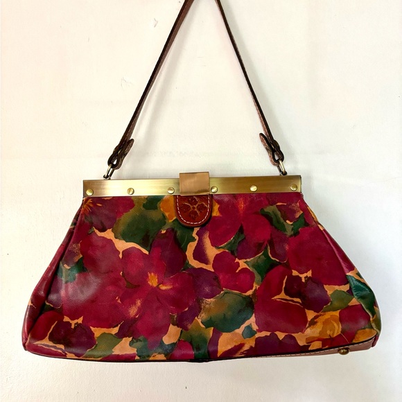 Patricia Nash Ferrara Floral Leather Shoulder Bag with metal clasp - Picture 16 of 16